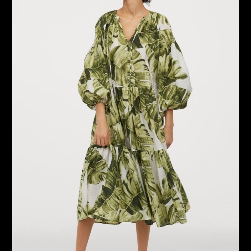 Hm leaf print midi new